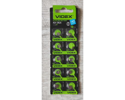 Уценка Батарейка Videx Alkaline AG4 LR626 1.5V блистер 10 шт Уценка Батарейка Videx Alkaline AG4 LR626 1.5V блистер 10 шт