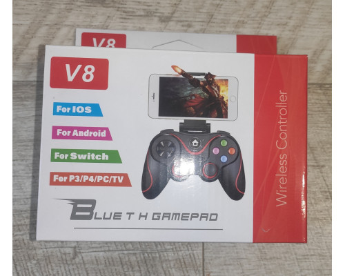 Джойстик игровой беспроводный Wireless Controller V8 с держателем под смартфон черный