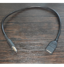 Кабель удлинитель от разъем 5.5*2.5 (папа) to USB 2.0 (мама) 0.2 м новый черный