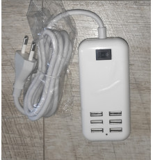 Хаб разветвитель Hub USB Power Adapter 20W на 6 портов белый