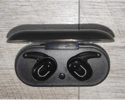 Наушники беспроводные с кейсом зарядки Bass Trully Wireless V5.0 Bluetooth черные