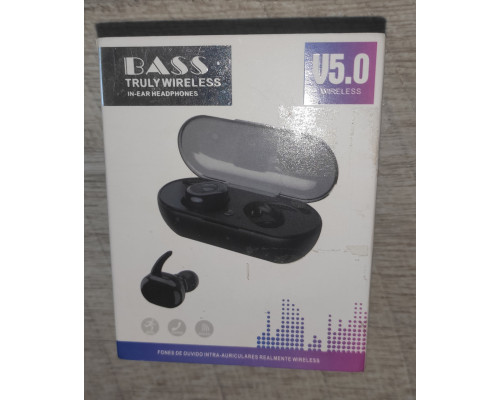 Наушники беспроводные с кейсом зарядки Bass Trully Wireless V5.0 Bluetooth черные