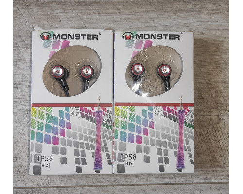 Распродажа Наушники вакуумные проводные Monster IP58 черные новые