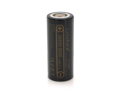 Акумулятор 26650 Li-Ion LiitoKala Lii-50A, 5000mAh (5100-5500mAh), 25A, 3.7V (2.5-4.2V), Black, 2 шт в упаковці, ціна за 1 шт Акумулятор 26650 Li-Ion LiitoKala Lii-50A, 5000mAh (5100-5500mAh), 25A, 3.7V (2.5-4.2V), Black, 2 шт в упаковці, ціна за 1 шт