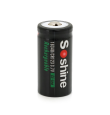Акумулятор Soshine 16340/CR123 Li-Ion, 700mAh, 1A, 4.2/3.7/2.5V, Button Top, Black