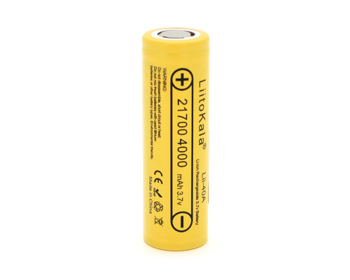 Акумулятор 21700 Li-Ion LiitoKala Lii-40A, 4000mah (4000-4300mah), 25A, 3.7V (2.5-4.2V), Yellow, PVC BOX Акумулятор 21700 Li-Ion LiitoKala Lii-40A, 4000mah (4000-4300mah), 25A, 3.7V (2.5-4.2V), Yellow, PVC BOX