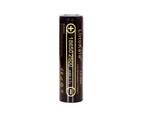 Акумулятор 18650 Li-Ion LiitoKala Lii-25A, 2500mah (2450-2650mah), 3.7V (2.75-4.2V), Black, PVC BOX Q2, цiна за 1 шт