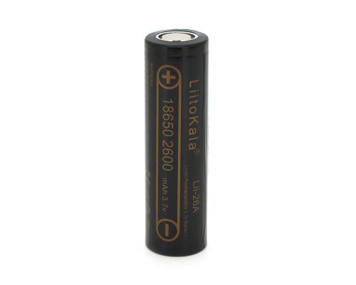 Акумулятор 18650 Li-Ion LiitoKala Lii-26A, 2600mah (2450-2650mah), 3.7V (2.75-4.2V), Black, PVC BOX Q2, цiна за 1 шт