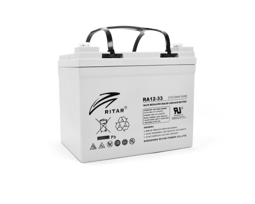 Акумуляторна батарея AGM RITAR RA12-33, Gray Case, 12V 33.0Ah ( 195 x 130 x155 (168) ) Q1 Акумуляторна батарея AGM RITAR RA12-33, Gray Case, 12V 33.0Ah ( 195 x 130 x155 (168) ) Q1