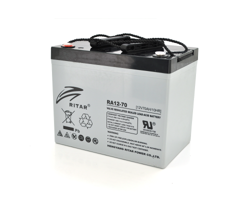 Акумуляторна батарея AGM RITAR RA12-70, Gray Case, 12V 70.0Ah (350 x 167 x 182)