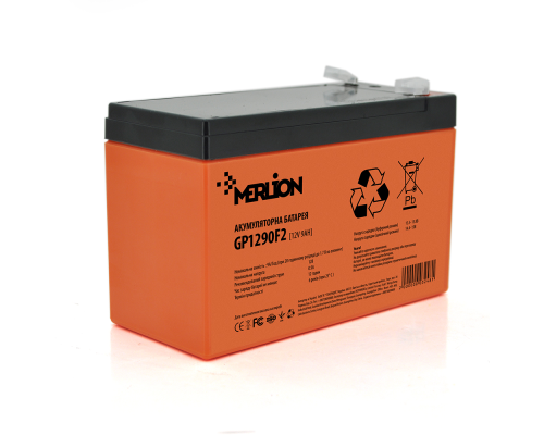 Акумуляторна батарея MERLION AGM GP1290F2 PREMIUM 12 V 9 Ah (150 x 65 x 95 (100)) Orange Q10 Акумуляторна батарея MERLION AGM GP1290F2 PREMIUM 12 V 9 Ah (150 x 65 x 95 (100)) Orange Q10