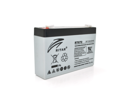 Акумуляторна батарея AGM RITAR RT670, Black Case, 6V 7.0Ah (151х34х94 (100)) Q20 Акумуляторна батарея AGM RITAR RT670, Black Case, 6V 7.0Ah (151х34х94 (100)) Q20