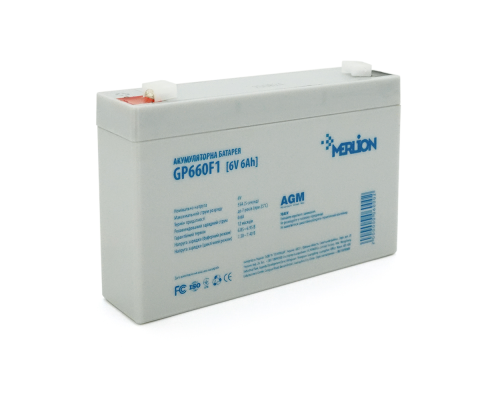 Акумуляторна батарея MERLION AGM GP660F1 6V 6Ah (150 x 35 x 90 (100)) White Q10 Акумуляторна батарея MERLION AGM GP660F1 6V 6Ah (150 x 35 x 90 (100)) White Q10