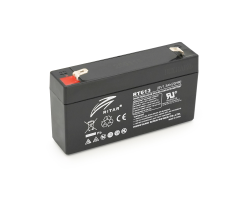 Акумуляторна батарея AGM RITAR RT613, Black Case, 6V 1.3Ah ( 97х24х 52 (58) ) Q20 Акумуляторна батарея AGM RITAR RT613, Black Case, 6V 1.3Ah ( 97х24х 52 (58) ) Q20
