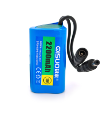 Акумуляторна батарея літієва QiSuo 12V 2.2A з елементами Li-ion 18650, DC5.5x2.1, (37x37x70mm)