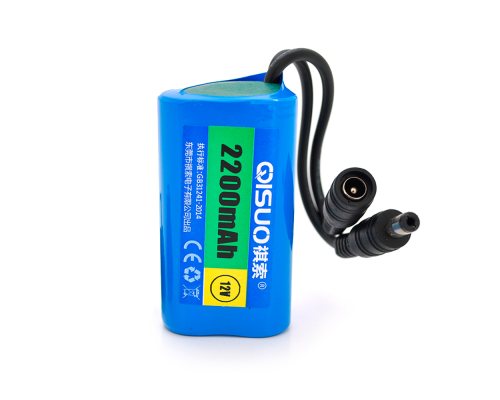 Акумуляторна батарея літієва QiSuo 12V 2.2A з елементами Li-ion 18650, DC5.5x2.1, (37x37x70mm)