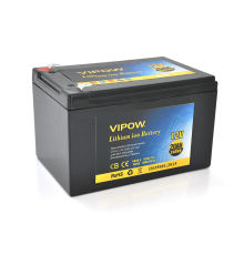 Акумуляторна батарея літієва Vipow 12 V 20Ah з елементами Li-ion 18650 з вбудованою ВМS платою, (3S10P) (151х98х95(101))мм