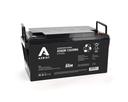 Акумулятор AZBIST Super AGM ASAGM-12650M6, Black Case, 12V 65.0Ah (348 х 168 х 178) Q1/48