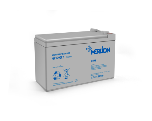Акумуляторна батарея MERLION AGM GP1290F2 (06010) 12 V 9 Ah (150 x 65 x 95 (100)) White Q10
