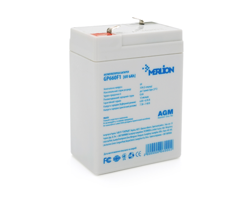 Акумуляторна батарея MERLION AGM GP660F1 6V 6Ah (70 x 47 x 100 (105)) Q20