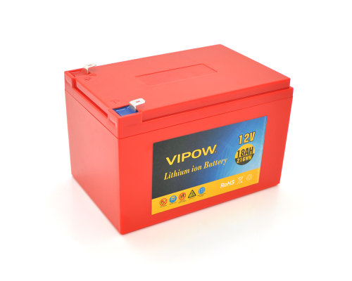 Акумуляторна батарея літієва Vipow 12 V 18Ah з елементами Li-ion 18650 з вбудованою ВМS платою, (3S9P) (151х99х99)мм