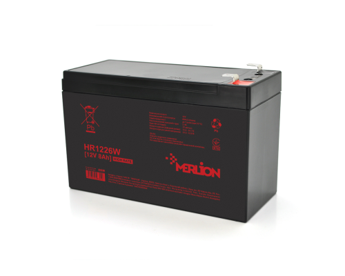 Аккумуляторна батарея MERLION HR1226W, 12V 8Ah ( 151 х 65 х 94 (100) ) Black