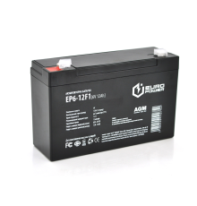Акумуляторна батарея EUROPOWER AGM EP6-12F1 6 V 12 Ah ( 150 x 50 x 95 (100) ) Black Q10