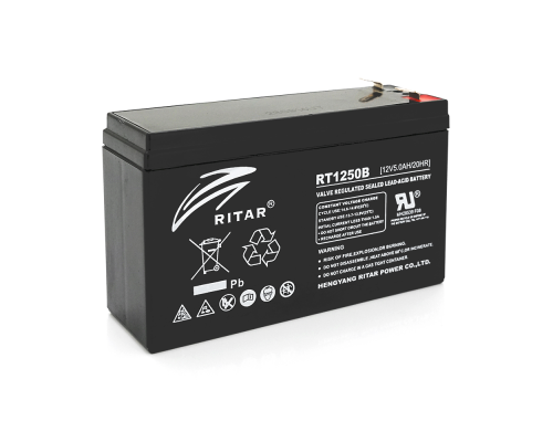 Акумуляторна батарея AGM RITAR RT1250BL, Black Case, 12V 5.0Ah (150 х 50 х 93) Q10