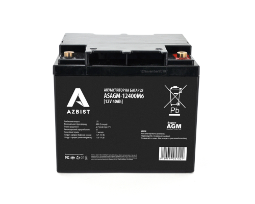 Акумулятор AZBIST Super AGM ASAGM-12400M6, Black Case, 12V 40.0Ah (198x166x171) Q1