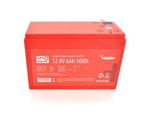 Літій-залізо-фосфатний акумулятор Merlion LiFePO4 12.8V 6AH (4S1P/BMS-10A), (151x65x97) for UPS,до 5000 циклов, Q12
