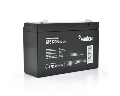 Акумуляторна батарея MERLION AGM GP6120F2 6 V 12Ah ( 150 x 50 x 95 (100) ) Q10