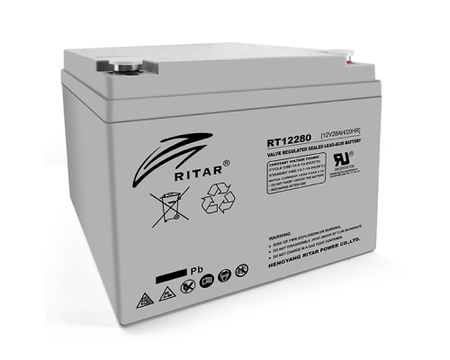 Акумуляторна батарея AGM RITAR RT12280, Gray Case, 12V 28Ah (166х178х125)