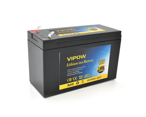 Акумуляторна батарея літієва Vipow 12 V 14Ah з елементами Li-ion 18650 з вбудованою ВМS платою, (3S7P) (151х65х94(100))мм, Q20