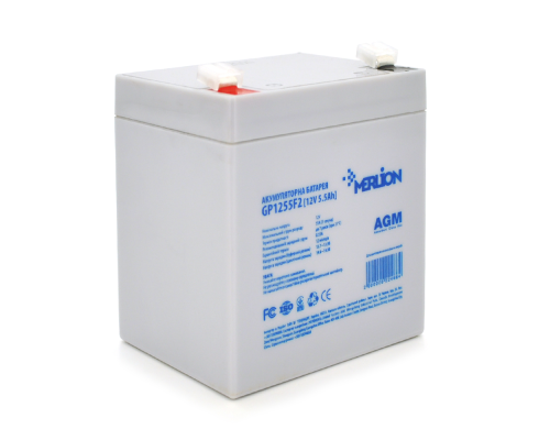Акумуляторна батарея MERLION AGM GP1255F2, 12V 5,5Ah ( 90 х 70 х 100 (105) ) Q10 Акумуляторна батарея MERLION AGM GP1255F2, 12V 5,5Ah ( 90 х 70 х 100 (105) ) Q10