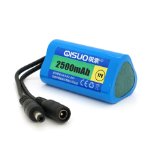 Акумуляторна батарея літієва QiSuo 12V 2.2A з елементами Li-ion 18650, DC5.5x2.1, (37x37x67mm)
