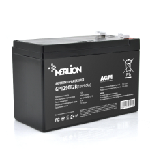 Акумуляторна батарея MERLION AGM GP1290F2B 12 V 9 Ah (150 x 65 x 95 (100)) Black Q10/480