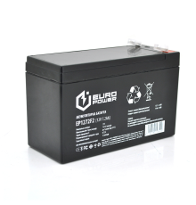 Акумуляторна батарея EUROPOWER AGM EP12-7.2F2 12 V 7,2 Ah ( 150 x 65 x 95 (100) ) Black Q10
