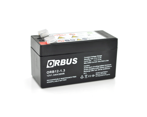 Акумуляторна батарея ORBUS ORB1213 AGM 12V 1,3Ah (98 х 44 х 53 (59)) 0.525 kg Q20/450