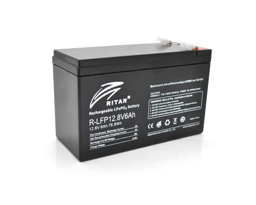 Аккумуляторная батарея Ritar LiFePO4 12,8V 6Ah (76,8Wh) BMS3A@4S ( 150 x 65 x 95 (100) Q10