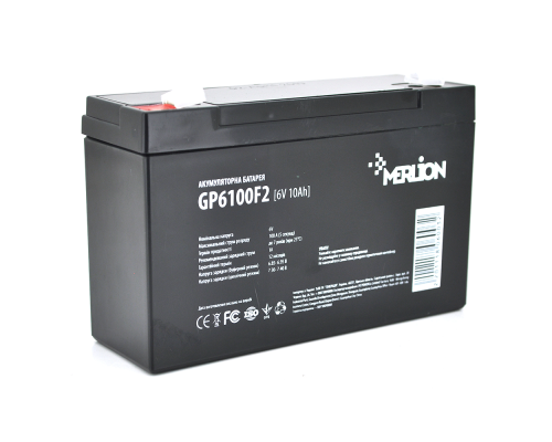 Акумуляторна батарея MERLION AGM GP6100F2 6 V 10Ah ( 150 x 50 x 95 (100) ) Q10/540