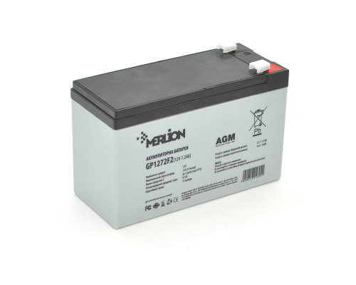 Акумуляторна батарея MERLION AGM GP1272F2 12 V 7,2 Ah (150 x 65 x 95 (100)) 2,0 кг Black/White Q10 Акумуляторна батарея MERLION AGM GP1272F2 12 V 7,2 Ah (150 x 65 x 95 (100)) 2,0 кг Black/White Q10