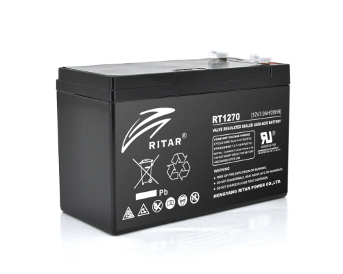 Акумуляторна батарея AGM RITAR RT1270B, Black Case, 12V 7.0Ah ( 151 х 65 х 94 (100) ) Q10
