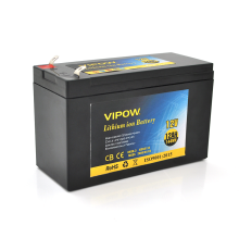 Акумуляторна батарея літієва Vipow 12 V 12Ah з елементами Li-ion 18650 з вбудованою ВМS платою, (3S6P) (151х65х94(100))мм, Q20