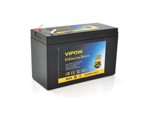 Акумуляторна батарея літієва Vipow 12 V 12Ah з елементами Li-ion 18650 з вбудованою ВМS платою, (3S6P) (151х65х94(100))мм, Q20