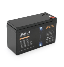 Літій-залізо-фосфатний акумулятор GEAR LiFePO4 12.8V 9AH (BMS-10A/10 A), (150x65x95), 1kg до 6000 циклів, Q8