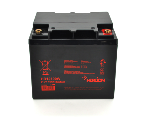Акумуляторна батарея MERLION HR12190W, 12V 45Ah ( 196 х 165 х 173 (173) )
