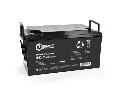 Акумуляторна батарея EUROPOWER AGM EP12-65M6 12 V 65Ah (348 x 168 x 178) Black Q1/48