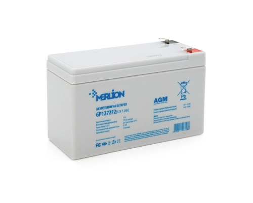 Акумуляторна батарея MERLION AGM GP1272F2B 12 V 7,2 Ah ( 150 x 65 x 95 (100) ) White Q10