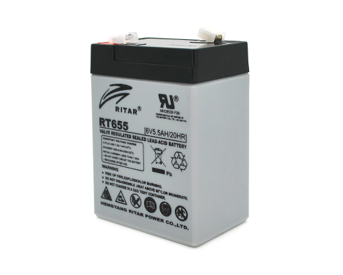 Акумуляторна батарея AGM RITAR RT655, Black Case, 6V 5.5Ah (70х47х99 (105)) Q20