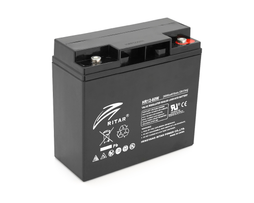 Акумуляторна батарея AGM RITAR HR12-60W, Black Case, 12V 17.0Ah ( 181 х 77 х 167 (167 ) 4.80 kg Q4